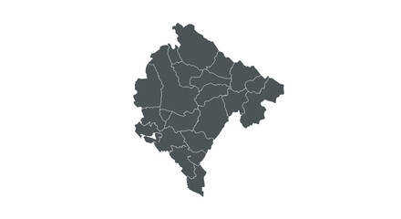 Obraz premium Monochrome map of montenegro with administrative divisions in simple style
