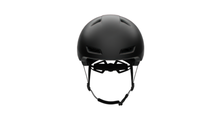Black bicycle helmet on transparent background