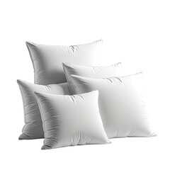 A stack of five clean, fluffy white square pillows