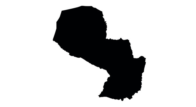 Silhouette map of paraguay on a white background
