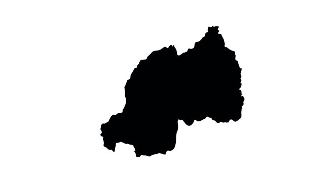 Rwanda country outline in black silhouette on white background