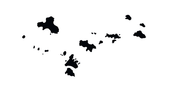Hawaii archipelago black silhouette on white background