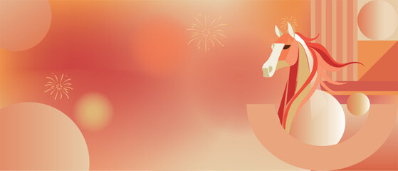 Red and Gold 2026 Year of the Horse Background