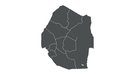 Map of eswatini with administrative divisions and borders