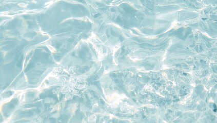 Obraz premium Clear transparent water wave texture with bubbles and splashes, ideal for summer-themed backgrounds.