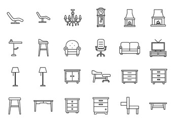 Collection of hand drawn furniture and home decor illustrations