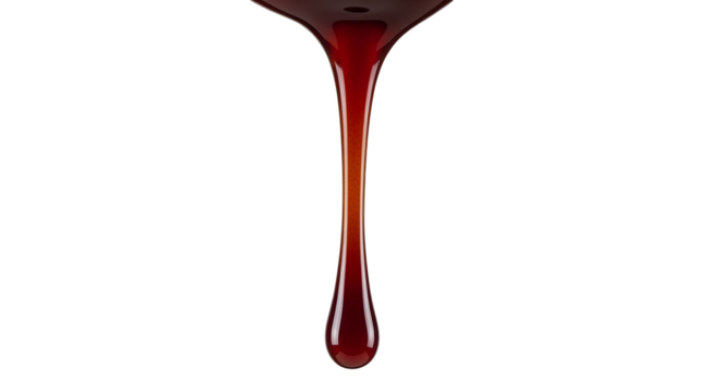 Red viscous liquid dripping from a black background