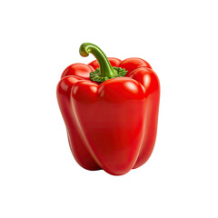 Vivid studio shot of a plump, vibrant red bell pepper, black background
