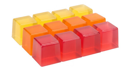 Obraz premium Row of translucent yellow orange and red jelly cubes