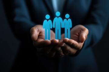 Human Resource Appreciation: A close-up shot showcasing hands tenderly cradling symbolic figures representing the invaluable human resources that fuel organizations.