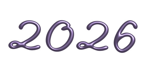 Obraz premium 3d happy New Year doodle 2026 numbers Single element for calendar, card, banner, flyer, web, poster, design, decor