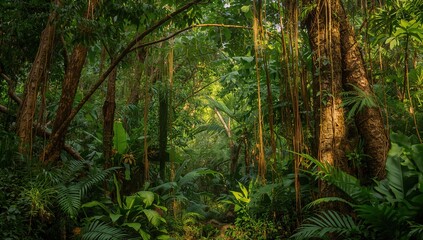 Fototapeta premium Parasitic Vegetation Attached to Trees in a Diverse Ecosystem