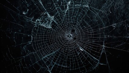 Fototapeta premium Shattered glass with a spider web pattern