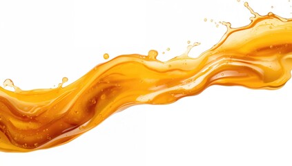 Caramel sauce dripped against a plain white backdrop, standalone