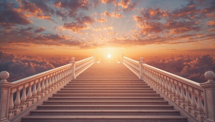 Fototapeta premium Steps ascending towards a celestial sky