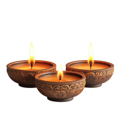 Three Elegant Candles in Decorative Holders with Gentle Flames Flickering in the Dark