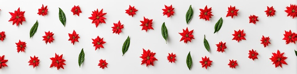 Scattered poinsettia flowers pattern for modern Christmas background