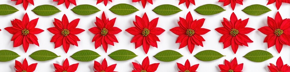 Poinsettia frame border with elegant holiday botanical design