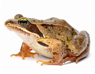 Fototapeta premium Close-Up of Brown Frog Rana Temporaria European Amphibian Species Isolated