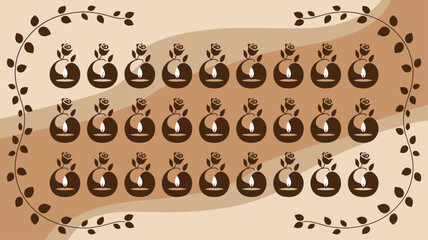 Repeating Pattern of Rose Candles on Brown Background Keywords: pattern, repeating, rose, candle