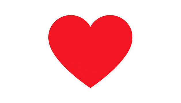 Isolated red heart with a white outline, placed against a stark black background