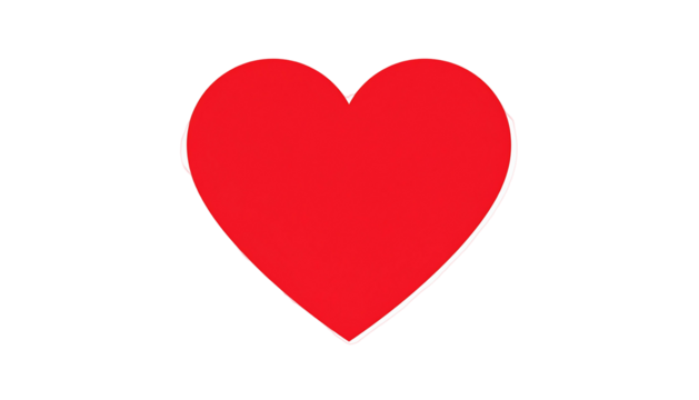 Isolated red heart with a white outline, placed against a stark black background