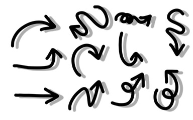 Set arrows sign ilustration brush 