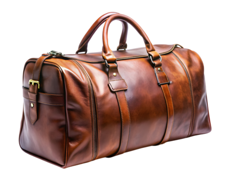Elegant brown leather duffel bag for travel and weekend trips