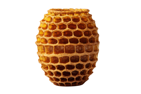 Empty honeycomb structure with hexagonal cells on black background bees, Isolated On Transparent Background, Png Cut Out