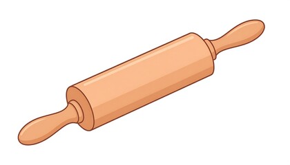 Isometric illustration of a wooden rolling pin