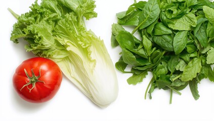 Arrangement of fresh vegetables on a white background