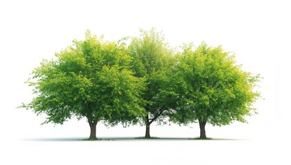 Obraz premium Single green trees standing alone on a white backdrop during summer