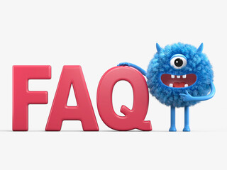 Fluffy, cute monster next to 