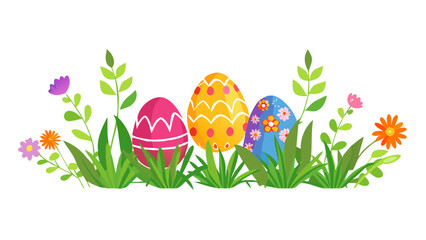 easter background animation with easter eggs, flowers and leaves .vector icon
