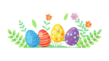 easter background animation with easter eggs, flowers and leaves .vector icon
