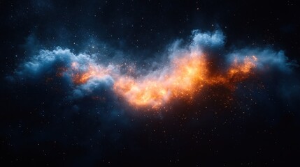 Naklejka premium Fiery nebula swirls against a dark cosmic background