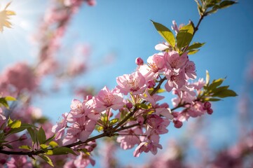 Obraz premium Pink flowers blooming in spring