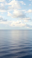 Obraz premium Generative AI serene ocean horizon vista with gentle waves and clouds.
