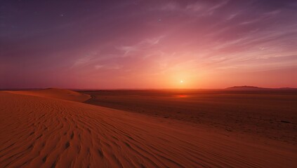 Naklejka premium Sunset over the Martian desert landscape captured by space agency data