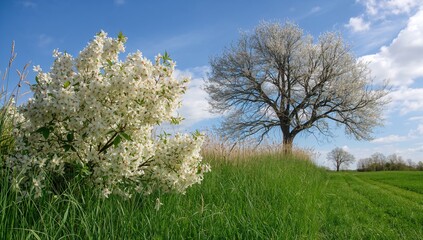 Naklejka premium Beautiful cluster of white bird cherry flowers