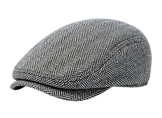 Tweed flat cap with plaid pattern isolated on transparent background