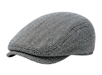 Tweed flat cap with plaid pattern isolated on transparent background