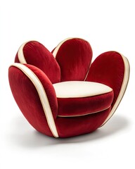 Red velvet floral armchair