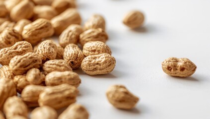 Close-up of Peanuts Against a White Backdrop