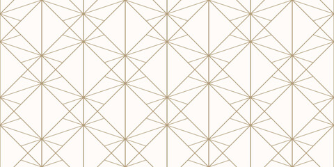 Luxury golden line pattern. Vector geometric seamless ornament with subtle grid, thin lines, diamonds, lattice. Abstract gold and white minimal background. Art deco texture. Minimalist repeated design © Olgastocker