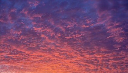 Evening Sky Panorama Featuring Soft Clouds and Radiant Pink and Purple Shades, Tranquil Atmosphere with Vivid Sunset Tones