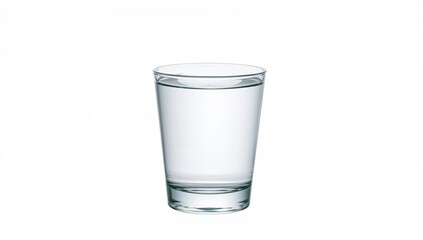 Front perspective of a glass filled with water against a white background
