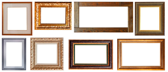 frame picture isolated on white background gold antique set