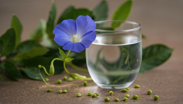 Butterfly pea flower infused water for health benefits (Clitoria ternatea L.)