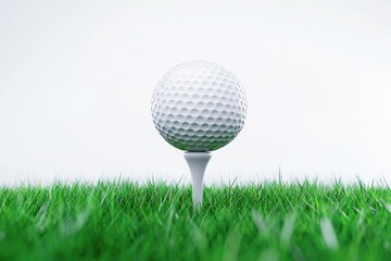 Golf ball on tee in vibrant green grass (1)